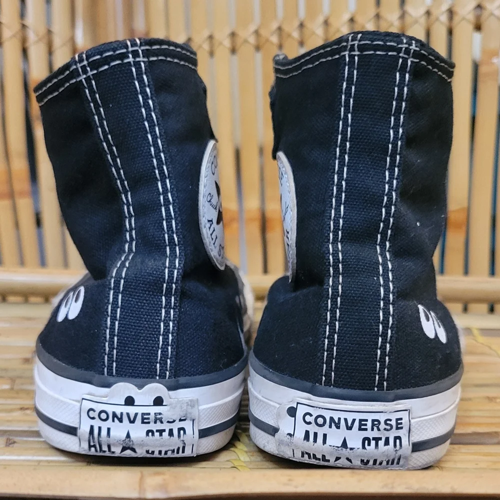 Converse Black and White High-Top Sneakers with Velcro Strap